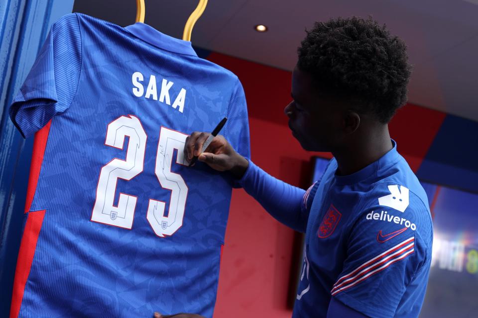 Will England boss Gareth Southgate keep faith in Bukayo Saka for Germany showdown? (The FA via Getty Images)