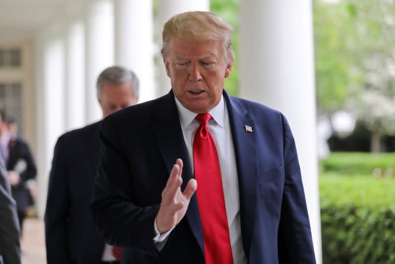 U.S. President Trump talks with Reuters in interview at the White House in Washington