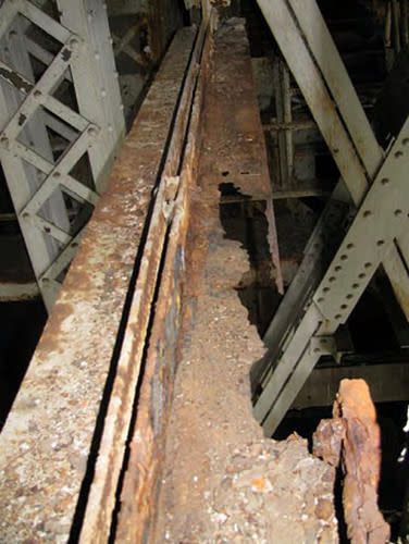 Decaying infrastructure inside the Arlington Memorial Bridge in 2014.