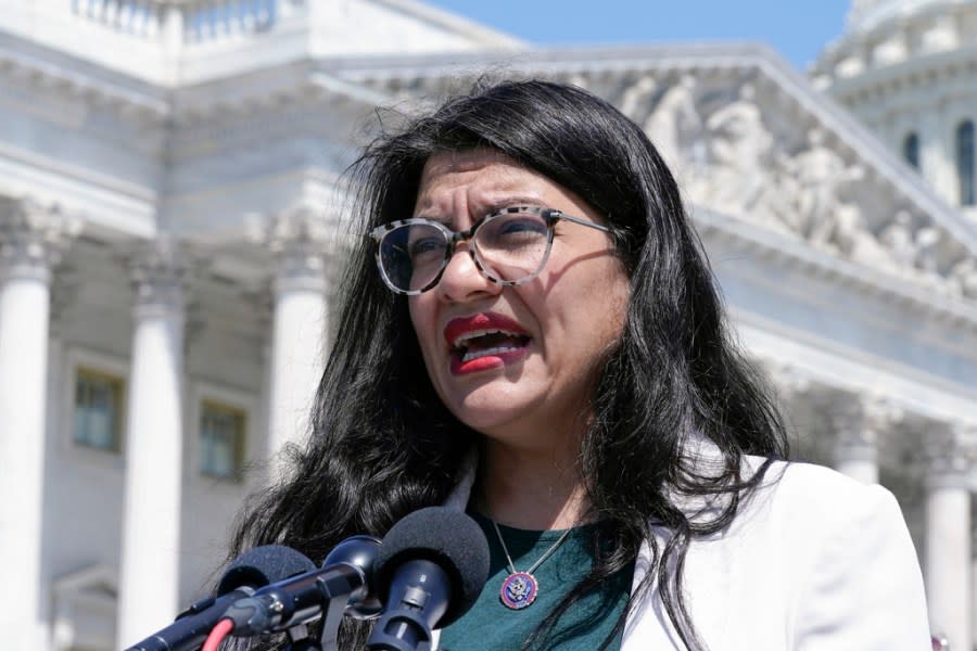 Rep. Rashida Tlaib, D-Mich., speaks during a news conference on May 25, 2023, on Capitol Hill in Washington. (AP Photo/Mariam Zuhaib, File)