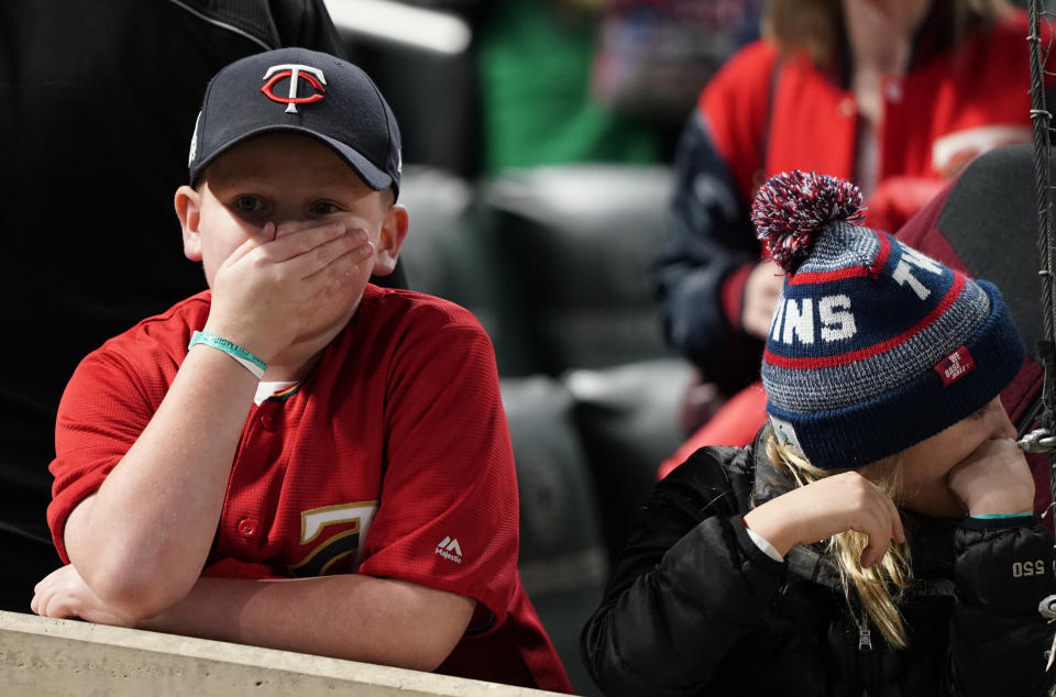 MINNEAPOLIS, MN - OCTOBER 7: Anthony Hartmann, 10 of St. Peter, watched the end of the game as the Minnesota Twins lost to the New York Yankees during game 3 of their American League Division Series at Target Field on Monday, October 7, 2019. (Photo by Leila Navidi/Star Tribune via Getty Images)