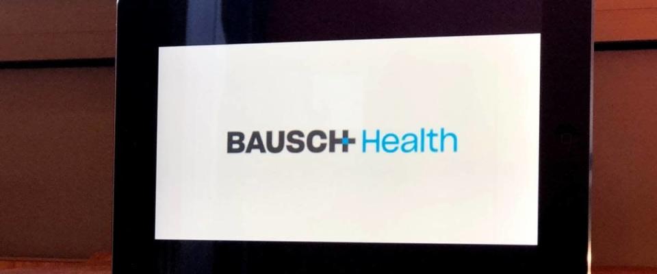 Bausch Health company logo icon on tablet screen close-up. Bausch Health brand