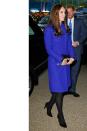 <p>A bold blue Reiss coat at the Rugby World Cup opening ceremony in Twickenham, England</p>