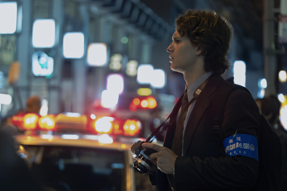 Ansel Elgort on location in Tokyo’s Akasaka District.