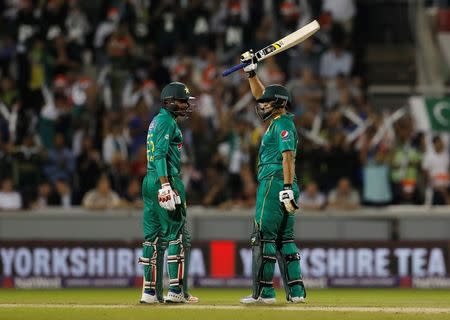 Britain Cricket - England v Pakistan - NatWest International T20 - Emirates Old Trafford - 7/9/16 Pakistan's Khalid Latif celebrates his half century Action Images via Reuters / Lee Smith Livepic