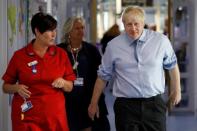 Britain's PM Johnson visits the Royal Cornwall Hospital in Truro