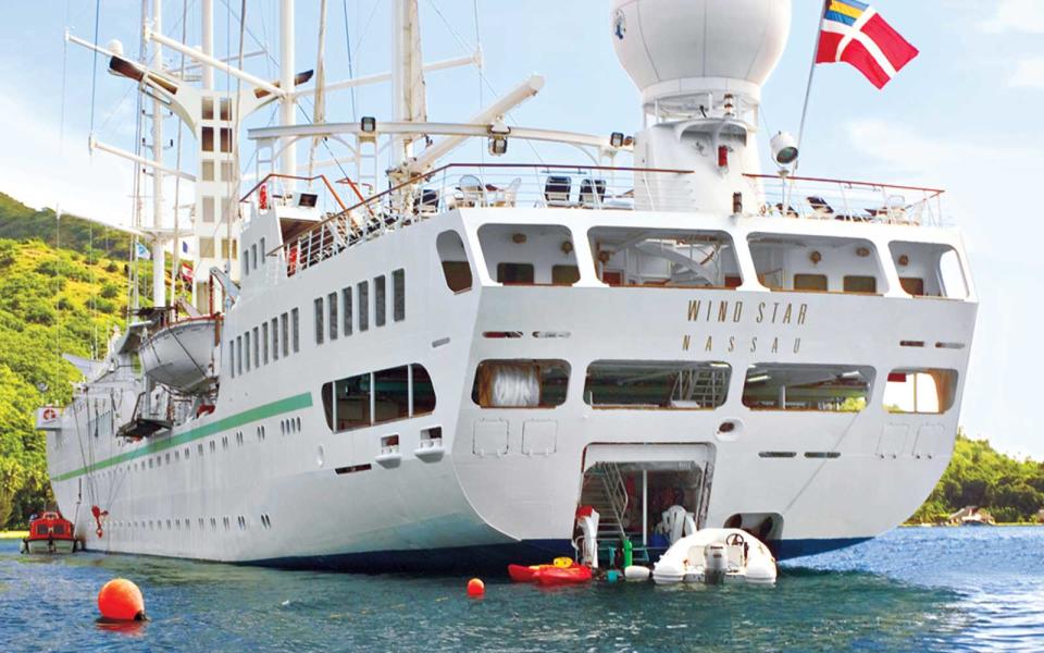<p>Windstar tends to attract younger, more active cruisers. To cater to that crowd, there’s also a retractable marina off the stern, giving passengers direct access to the sea so they can swim, waterski, kayak, or sailboard when <em>Wind Star</em> is anchored.</p>