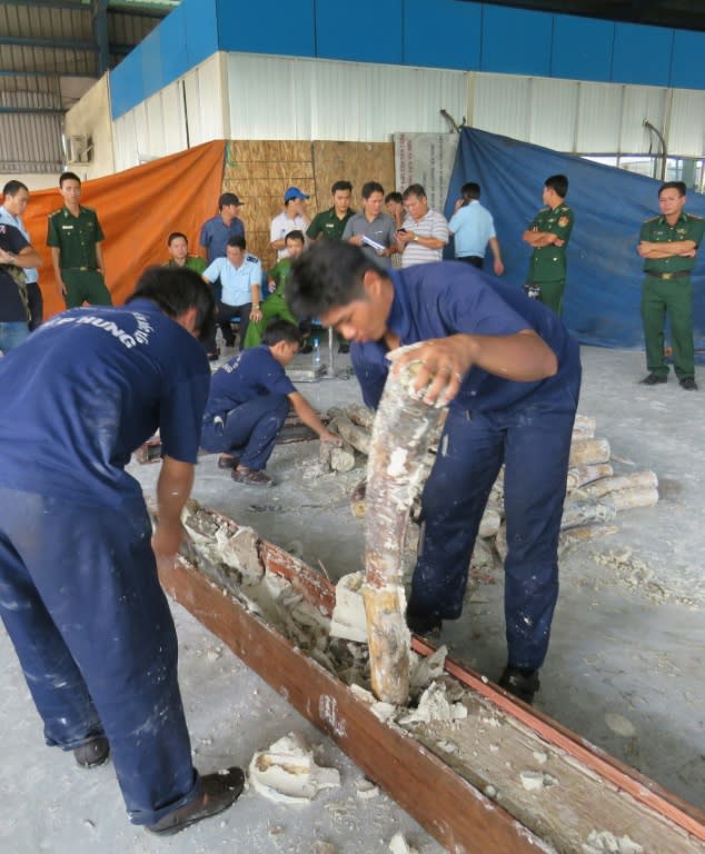 Vietnam customs officials have seized nearly one tonne of ivory hidden in a timber shipment from Kenya, the third major illegal haul of precious tusks in less than a month