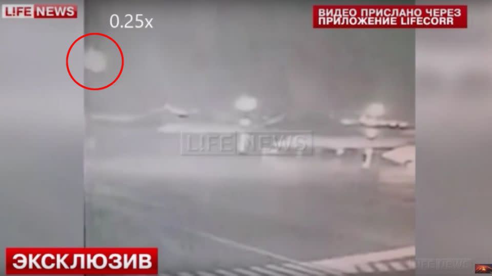 Russian news channel Life News has broadcast a video showing the doomed Flydubai plane seemingly on fire before it crashed. Photo: Life News