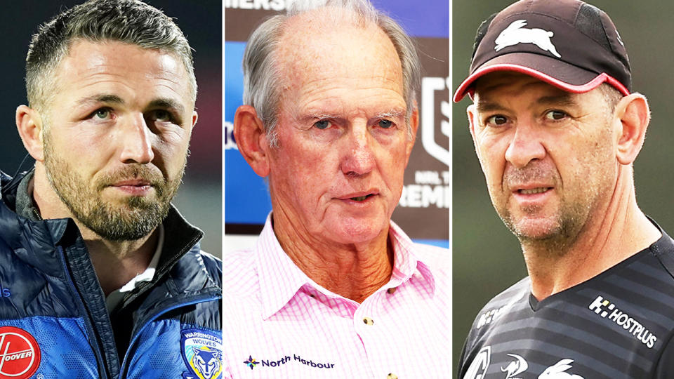 Some have called for Sam Burgess and Wayne Bennett to replace Jason Demetriou as Souths coach. Image: Getty