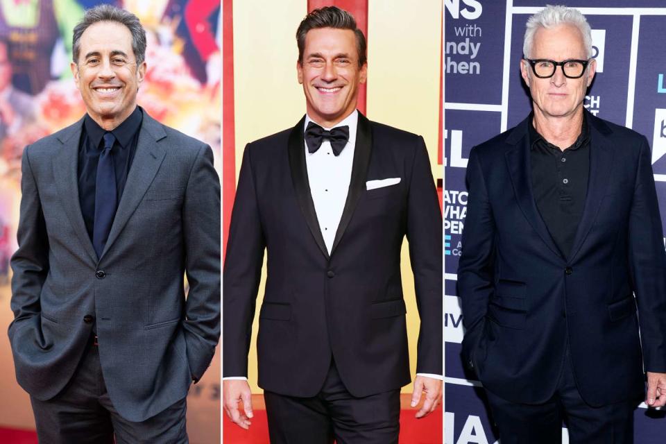 <p>Matt Winkelmeyer/WireImage; Amy Sussman/Getty; Charles Sykes/Bravo via Getty</p> Jerry Seinfeld, Jon Hamm and John Slattery