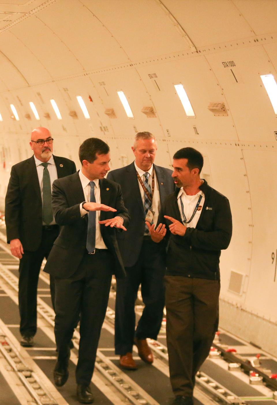 Transportation Secretary Pete Buttigieg took a tour of a 747 at UPS Worldport Air Hub.Dec. 6, 2022