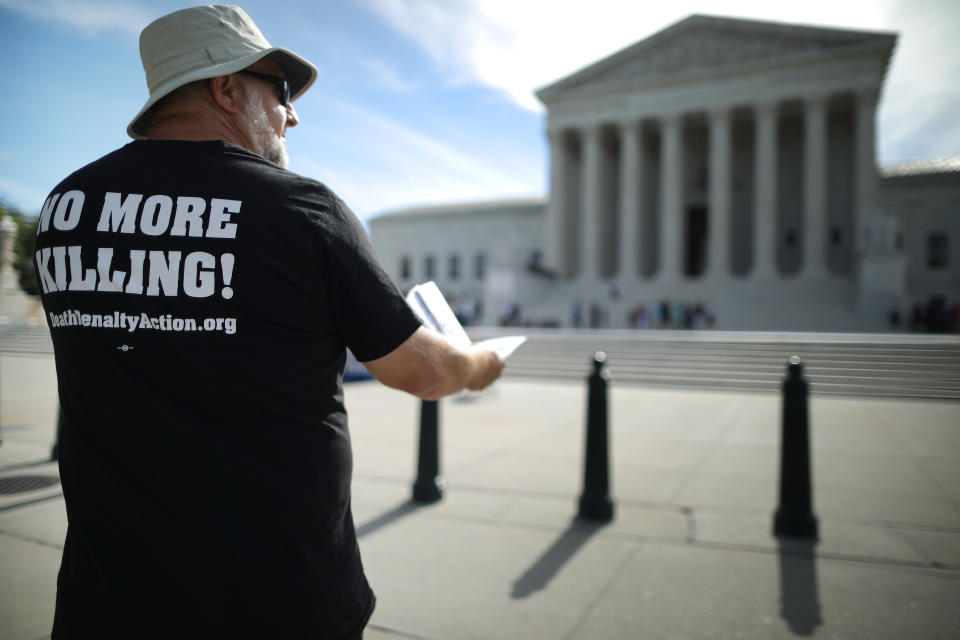 Abraham Bonowitz of Columbus, Ohio, joins fellow members of the Abolitionist Action Committee during an annual protest and hunger strike against the death penalty outside the U.S. Supreme Court in 2019.