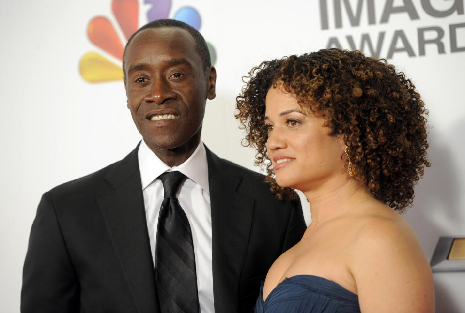 Don Cheadle, left, and Bridgid Coulter arrive at the 44th Annual NAACP Image Awards at the Shrine Auditorium in Los Angeles on Friday, Feb. 1, 2013. (Photo by Chris Pizzello/Invision/AP)