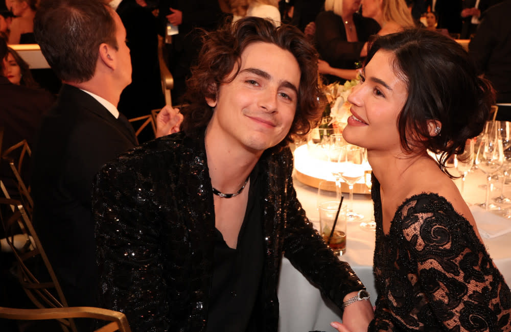 Timothee Chalamet and Kylie Jenner -  Golden Globe Awards 2024 - Getty