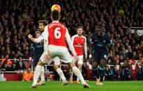 Football Soccer - Arsenal v Manchester City - Barclays Premier League - Emirates Stadium - 21/12/15 Yaya Toure scores the first goal for Manchester City Reuters / Dylan Martinez Livepic