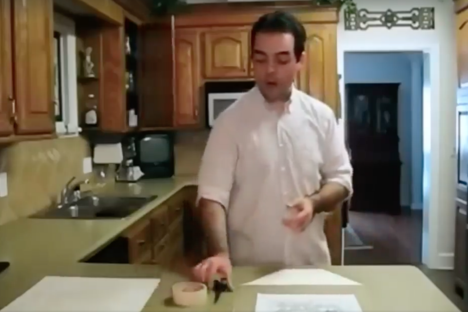 This man was just minding his own business doing a DIY project in his kitchen when his cupboard door eerily opens on its own. Source: Facebook / The Murky