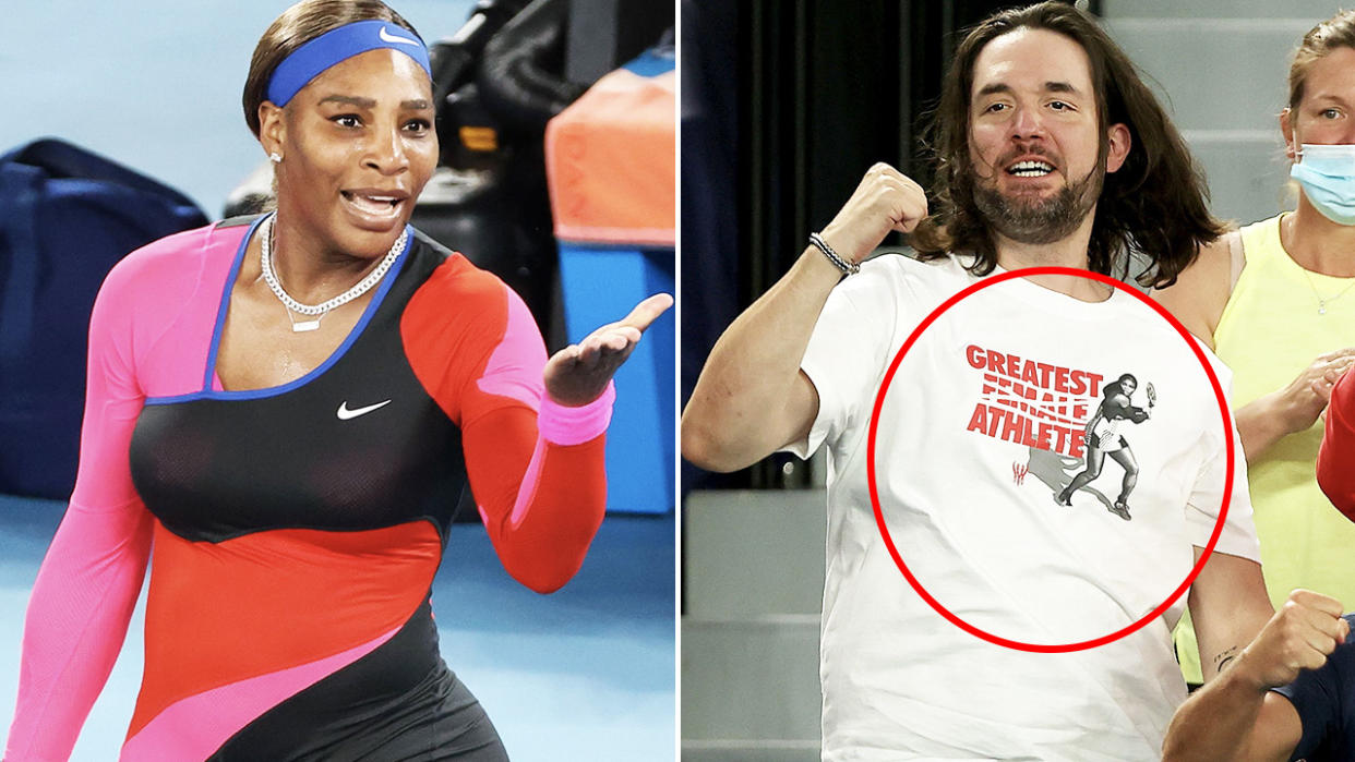 Serena Williams' husband, pictured here during her quarter-final at the Australian Open.