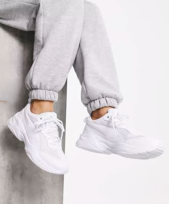 Give the gift of both style and comfort with this pair of chunky white trainers