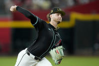 Arizona Diamondbacks starting pitcher Ryne Nelson throws to a Detroit Tigers batter during the first inning of a baseball game Friday, May 17, 2024, in Phoenix. (AP Photo/Ross D. Franklin)
