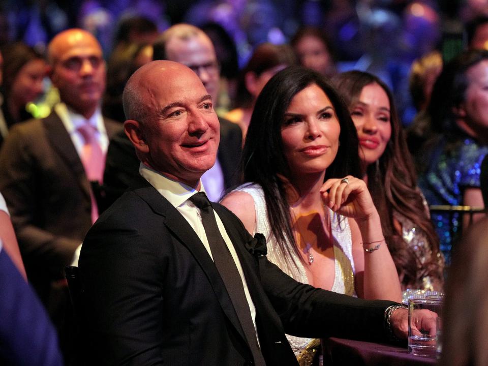 Jeff Bezos at a gala event with his partner Lauren Sanchez.