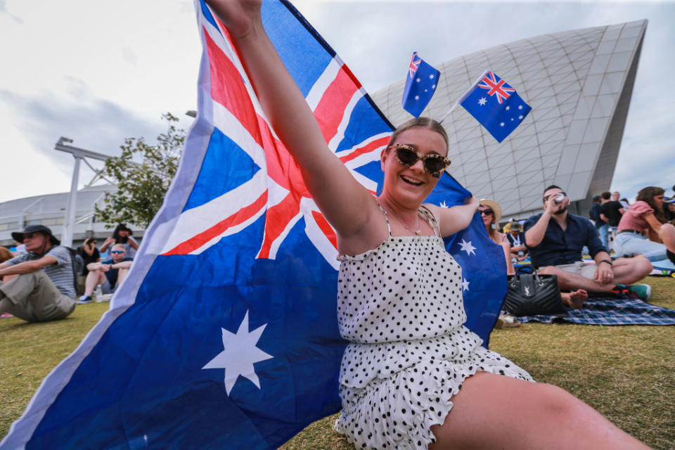 Crowds celebrate Australia Day on day seven of the 2020 Australian Open. 