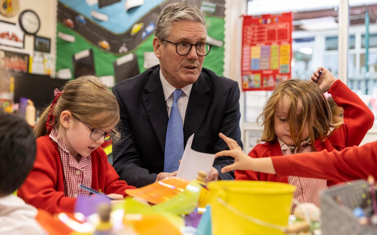 Sir Keir Starmer during a visit to a Primary School