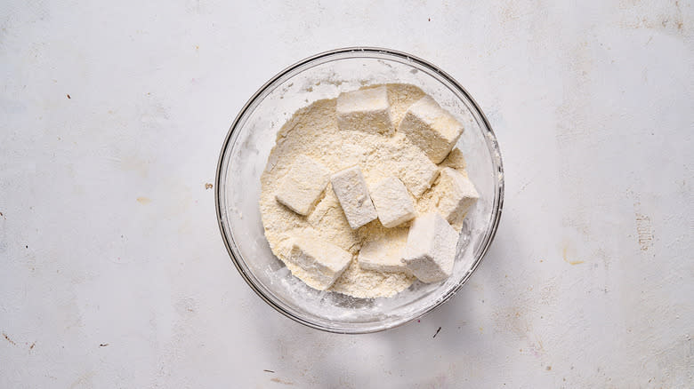 tofu tossed in flour