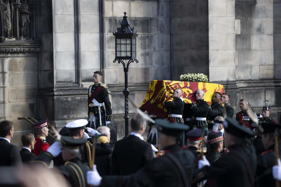 The coffin of Queen Elizabeth II arrived at St Giles' Cathedral