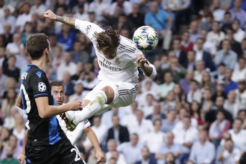 Sergio Ramos scored the first goal in Real Madrid's rally against Club Brugge in Champions League action on Tuesday. (Getty)