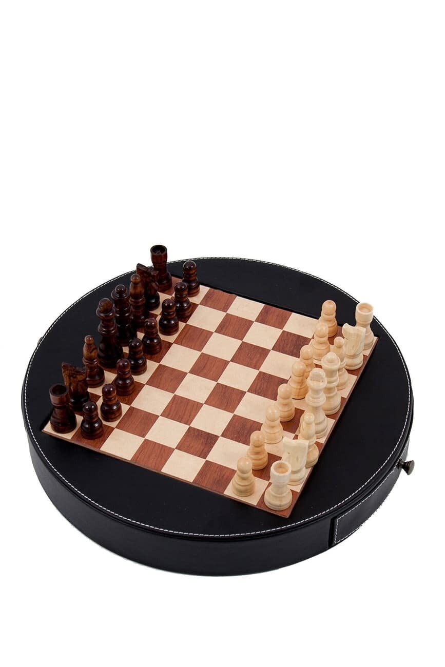 So the board is actually attached<i> to</i> the leather &mdash; no need for folding up at all. The pieces can be stored inside a drawer on the side of the board. Your friend can take it on the go to play whenever they figured out a new move. <a href="https://fave.co/3g7BXvW" target="_blank" rel="noopener noreferrer">Find it for $85 at Nordstrom Rack</a>. 