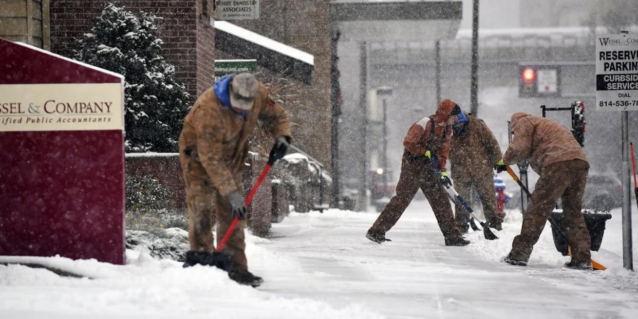 Image: Pennsylvania snow shovel (Todd Berkey / The Tribune-Democrat via AP)