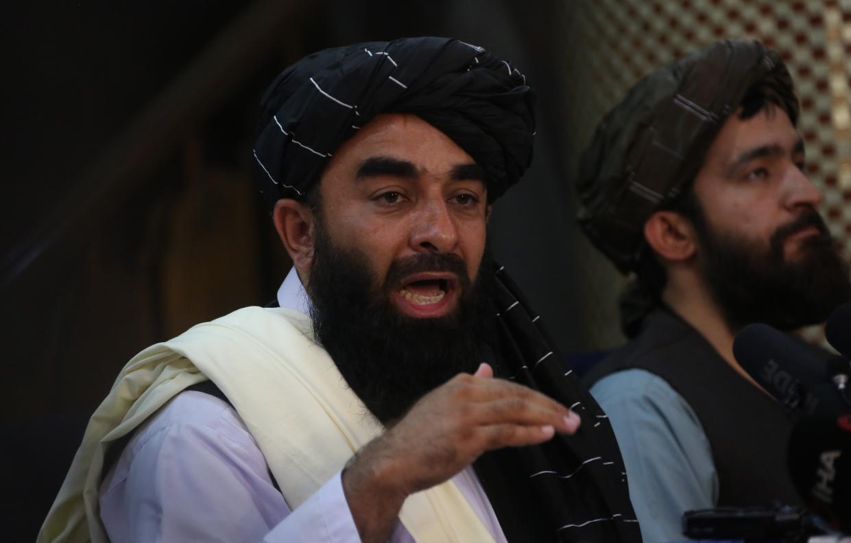 Zabihullah Mujahid. (Photo by Str/Xinhua via Getty Images)