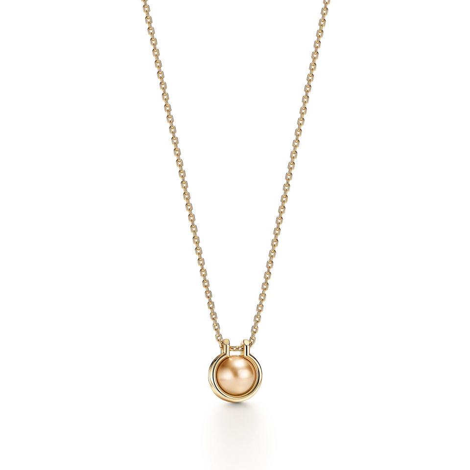 South Sea Golden Pearl Link Pendant in 18k Gold