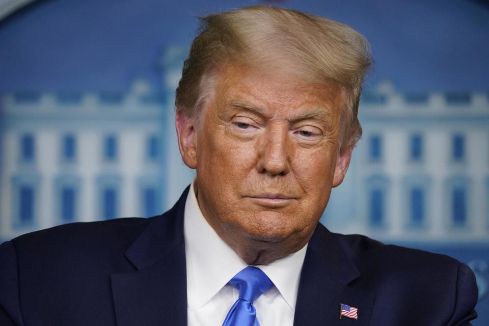 President Donald Trump speaks during a news conference in the James Brady Press Briefing Room of the White House: AP