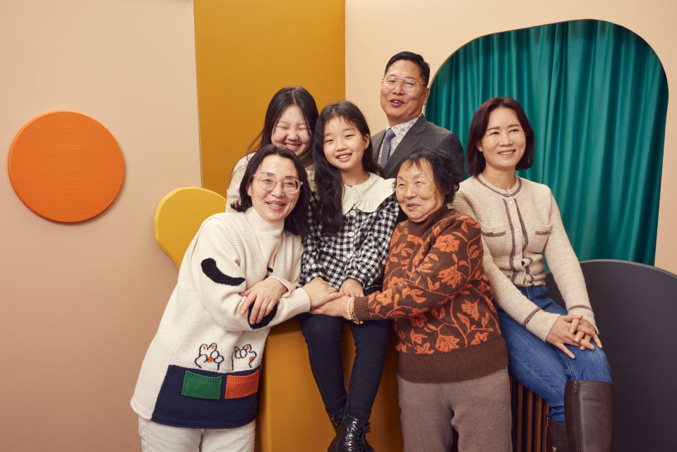 PARK CITY, UTAH - JANUARY 21: (L-R) Sunok Park, Jinhae Ro, Jinpyeong Ro, Yeongbok Woo, Seungeun Kim and Soyeon Lee of Beyond Utopia pose for a portrait at Getty Images Portrait Studio at Stacy's Roots to Rise Market on January 21, 2023 in Park City, Utah. (Photo by Emily Assiran/Getty Images for Stacy's Pita Chips)