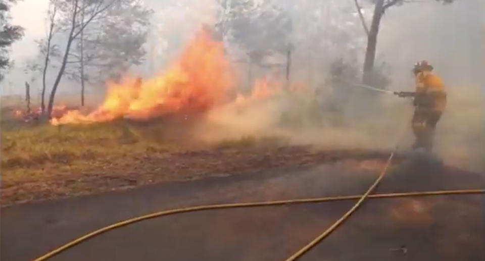 Fires are burning near Bells Line of Road at Bilpin, in the Blue Mountains. Source: 7 News