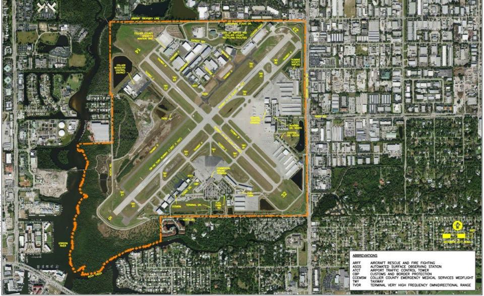 Naples Airport layout shown with runways.