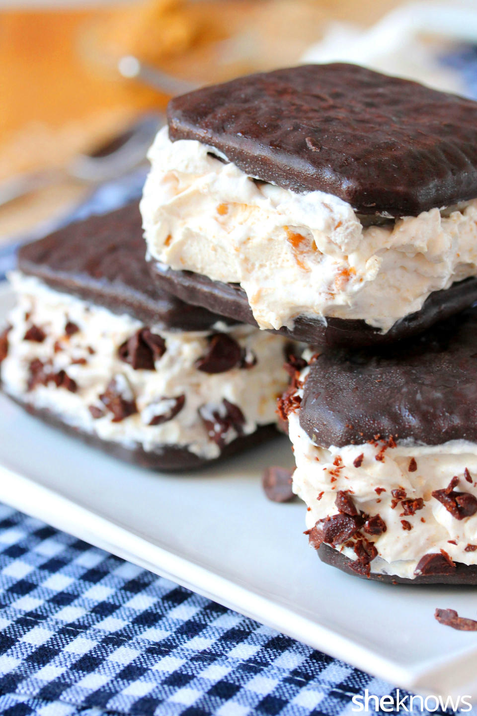 Cool whip with peanut butter and chocolate sandwich