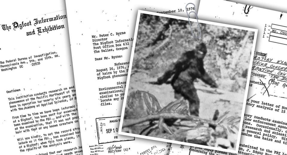 The FBI kept a Bigfoot file, which was released Wednesday. (Yahoo News photo Illustration; photos: AP, Getty Images)
