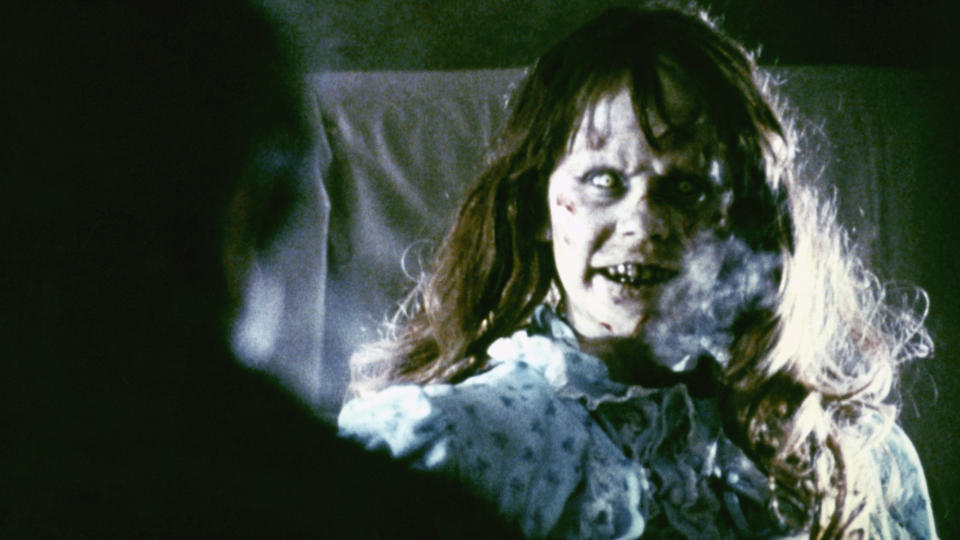 <b>Satan was a hot topic in movies in the 1960s and '70s. In the film "The Exorcist," Regan (seen here, played by actress Linda Blair) is demonically possessed.</b> Warner Bros. Pictures/Sunset Boulevard/Corbis via Getty Images