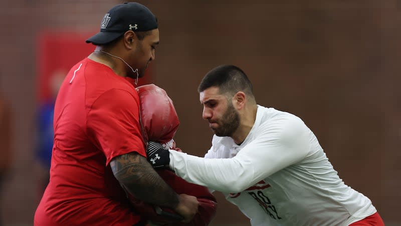 Utah’s Thomas Yassmin participates in the annual pro day at the University of Utah in Salt Lake City on Thursday, March 21, 2024.