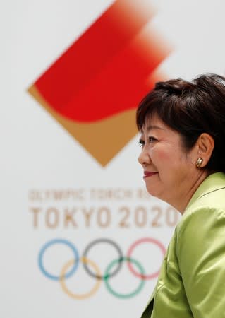 Tokyo Governor Yuriko Koike attends a Torch Relay event to mark the 300-day milestone to the starting date of the Tokyo 2020 Olympic torch relay, in Tokyo