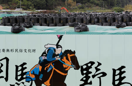 Bags containing radioactive soil, leaves and debris from decontamination work are dumped, near Tokyo Electric Power Co's (TEPCO) tsunami-crippled Fukushima Daiichi nuclear power plant, in Minamisoma, Fukushima prefecture, Japan May 19, 2018. Picture taken May 19, 2018. REUTERS/Toru Hanai