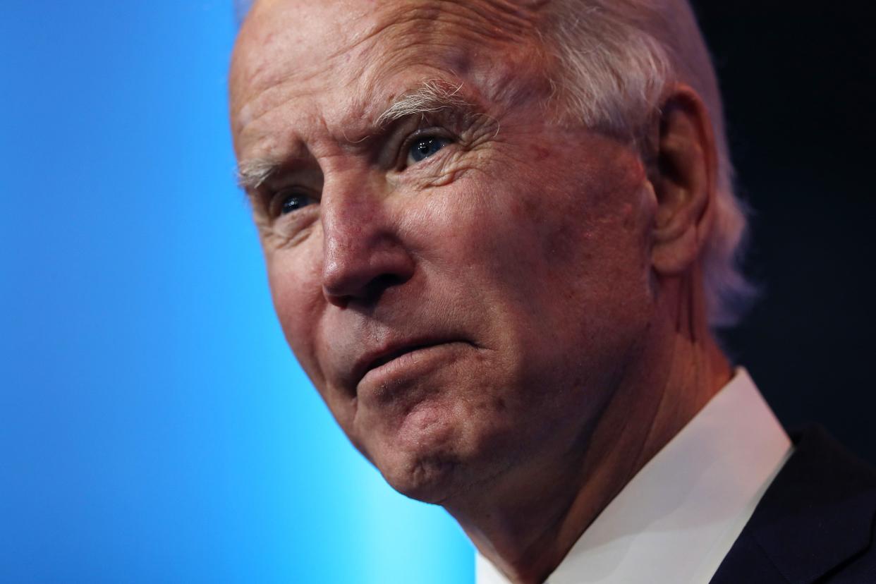 <p>US president-elect Joe Biden delivers remarks about the U.S. economy during a press briefing at the Queen Theater on 16 November, 2020 in Wilmington, Delaware. </p> (Getty Images)