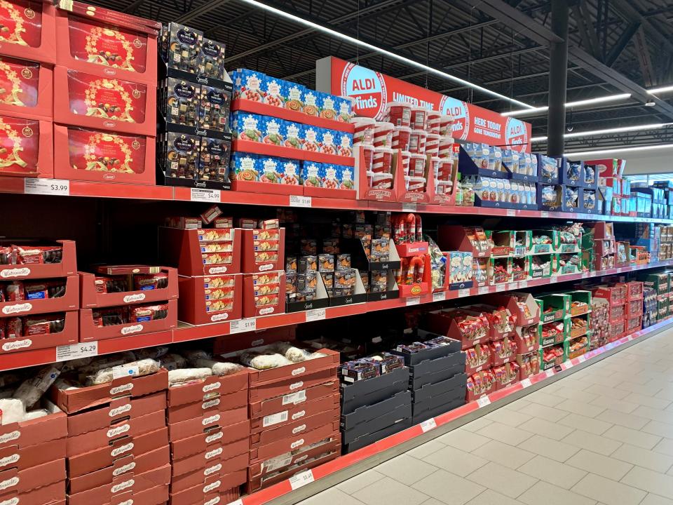 An aisle of holiday goodies at Aldi in Goodyear on Nov. 30.