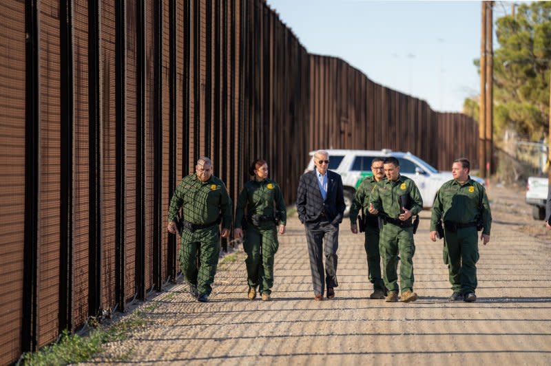 President Joe Biden meets with members of U.S Customs and Border Protection in El Paso, Texas, on January 8, 2023, his first trip to the U.S.-Mexico border since taking office. File Photo courtesy of the White House Photo/UPI