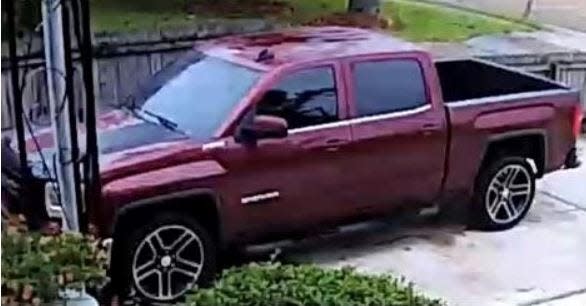 Police said the victim's vehicle is a maroon 2016 GMC Sierra pick-up truck.