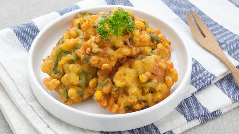 corn fritters on a plate