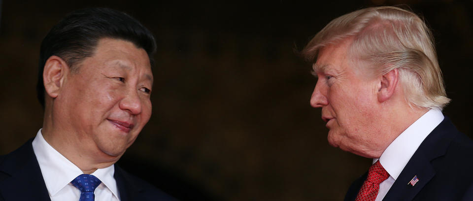 Trump welcomes Chinese President Xi Jinping at Mar-a-Lago estate in Palm Beach, Florida, on April 6, 2017.